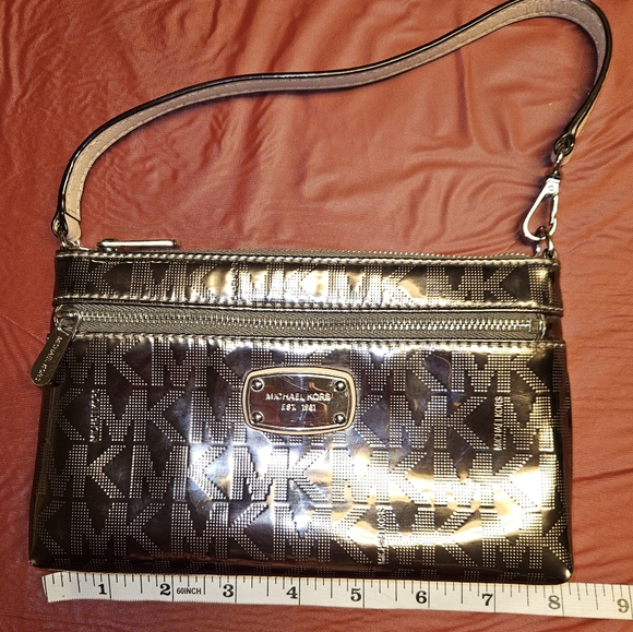 Michael Kors Wristlet Mirror Metallic Monogram 7.5"×4.5" E.U.C. - Picture 2 of 8